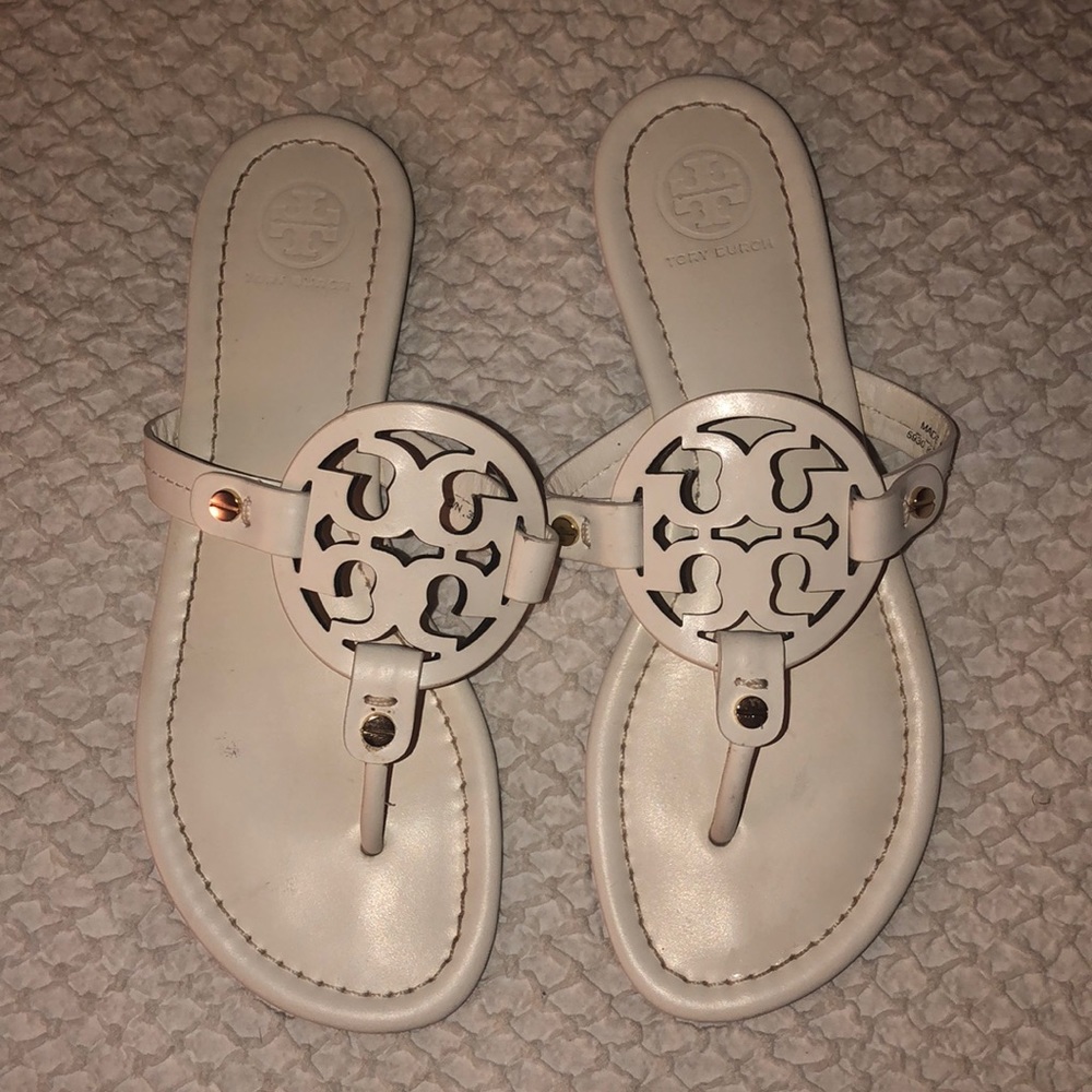 White Tory Burch Miller sandals